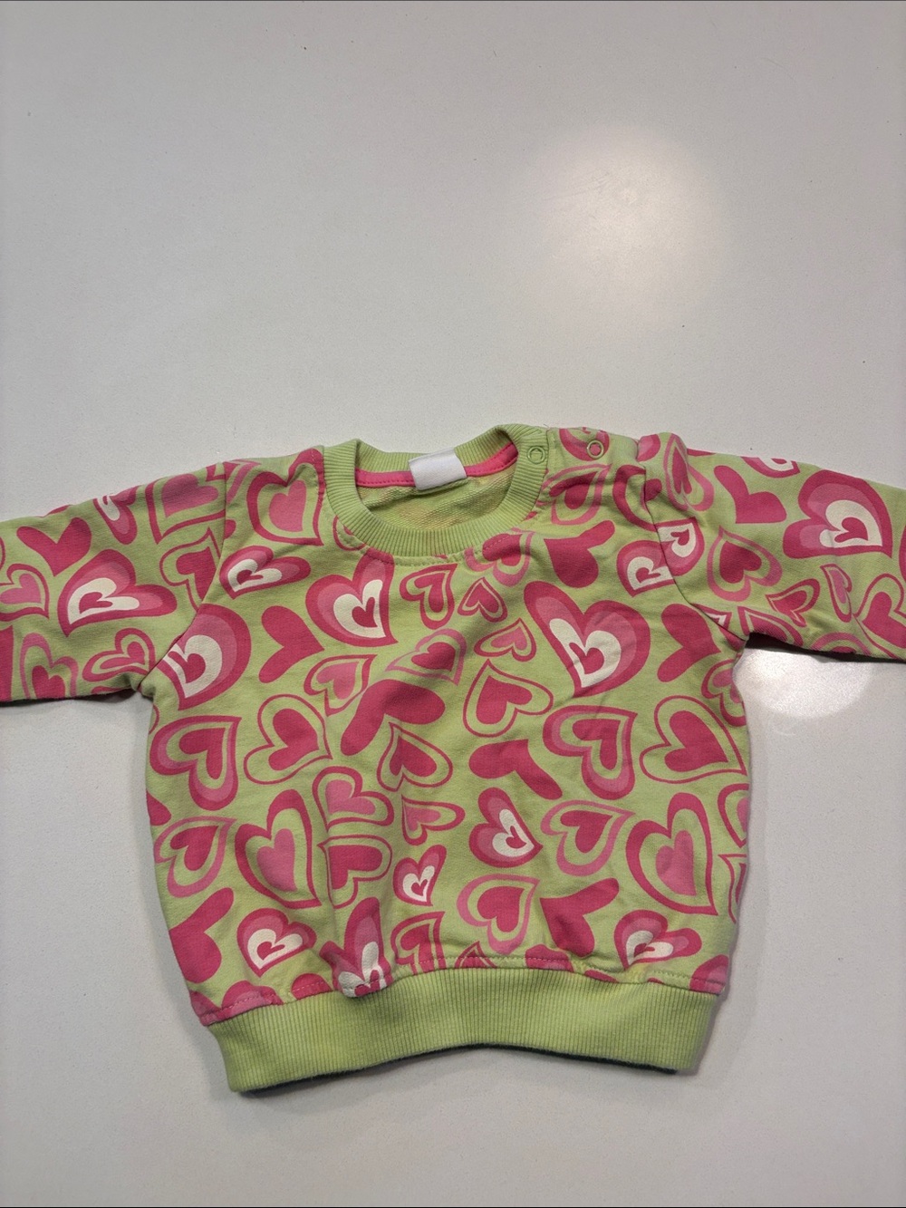 Babyhug Green & Pink Heart Print Pullover Top